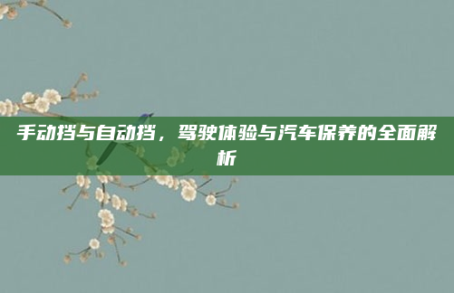 手动挡与自动挡，驾驶体验与汽车保养的全面解析