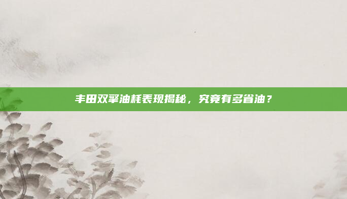 丰田双擎油耗表现揭秘，究竟有多省油？
