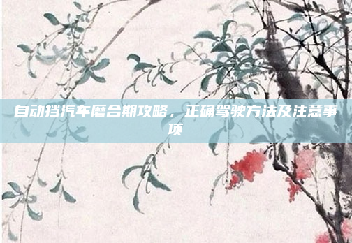 自动挡汽车磨合期攻略，正确驾驶方法及注意事项