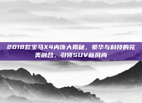 2018款宝马X4内饰大揭秘，豪华与科技的完美融合，引领SUV新风尚
