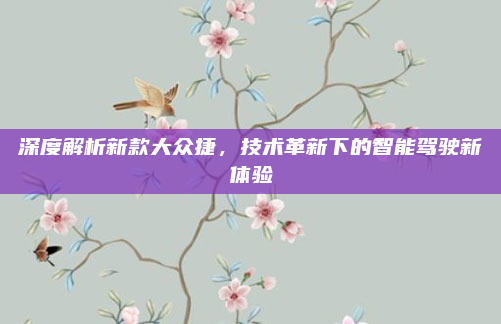 深度解析新款大众捷，技术革新下的智能驾驶新体验