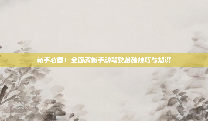 新手必看！全面解析手动驾驶基础技巧与知识