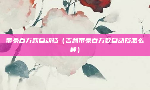 帝豪百万款自动档(吉利帝豪百万款自动挡怎么样)