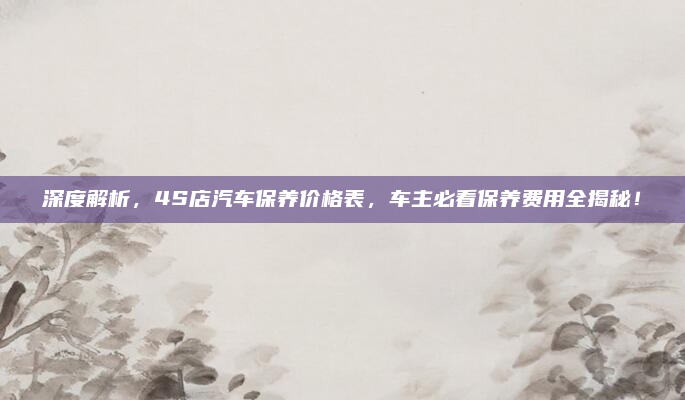 深度解析，4S店汽车保养价格表，车主必看保养费用全揭秘！