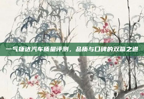 一气捷达汽车质量评测，品质与口碑的双赢之道
