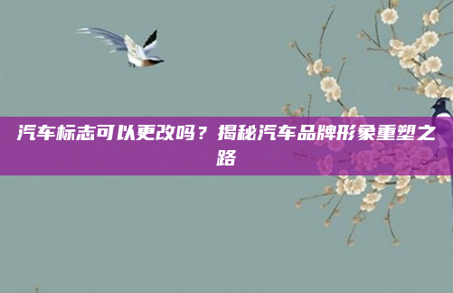 汽车标志可以更改吗？揭秘汽车品牌形象重塑之路