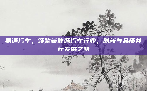 嘉通汽车，领跑新能源汽车行业，创新与品质并行发展之路