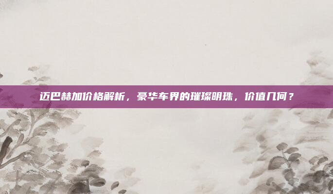 迈巴赫加价格解析，豪华车界的璀璨明珠，价值几何？