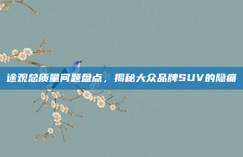 途观总质量问题盘点，揭秘大众品牌SUV的隐痛