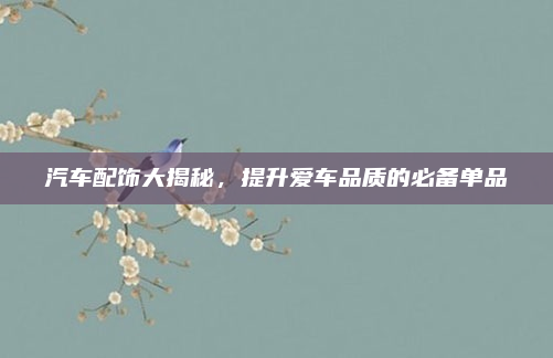 汽车配饰大揭秘，提升爱车品质的必备单品