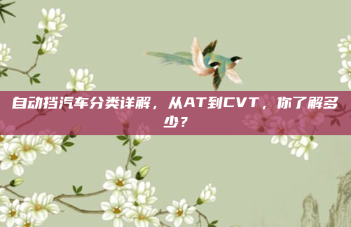自动挡汽车分类详解，从AT到CVT，你了解多少？