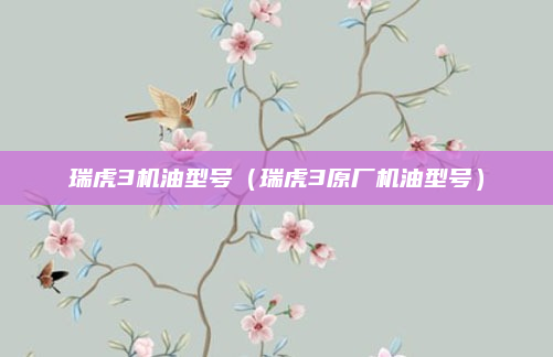 瑞虎3机油型号(瑞虎3原厂机油型号)