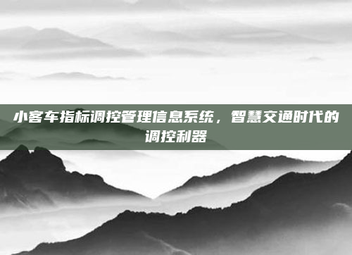 小客车指标调控管理信息系统，智慧交通时代的调控利器