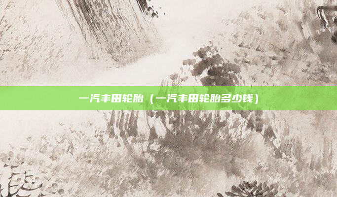 一汽丰田轮胎(一汽丰田轮胎多少钱)
