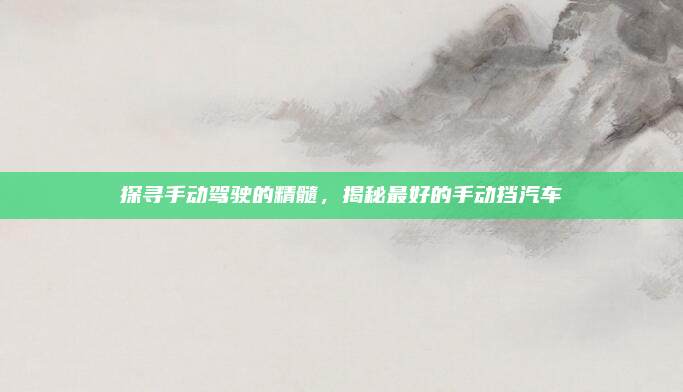 探寻手动驾驶的精髓，揭秘最好的手动挡汽车