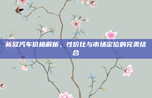 新欧汽车价格解析，性价比与市场定位的完美结合