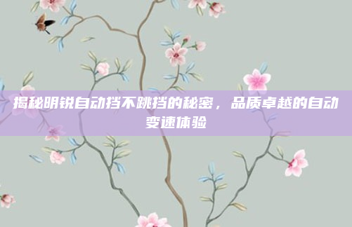 揭秘明锐自动挡不跳挡的秘密，品质卓越的自动变速体验