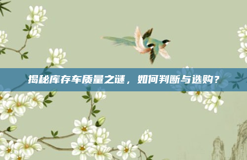 揭秘库存车质量之谜，如何判断与选购？