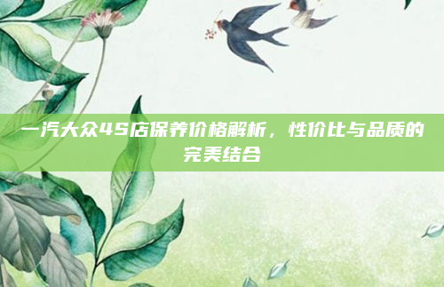 一汽大众4S店保养价格解析，性价比与品质的完美结合