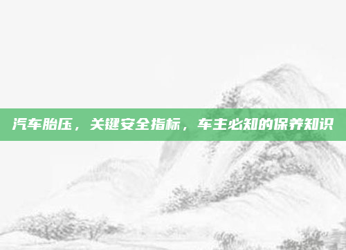 汽车胎压,关键安全指标,车主必知的保养知识