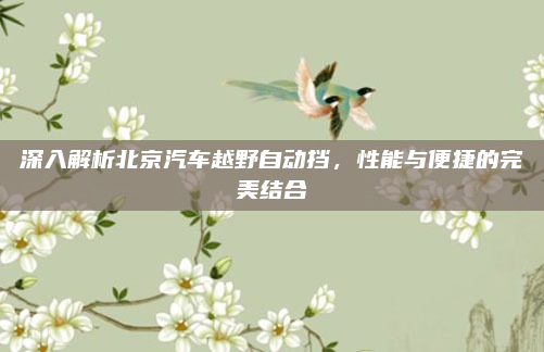 深入解析北京汽车越野自动挡,性能与便捷的完美结合