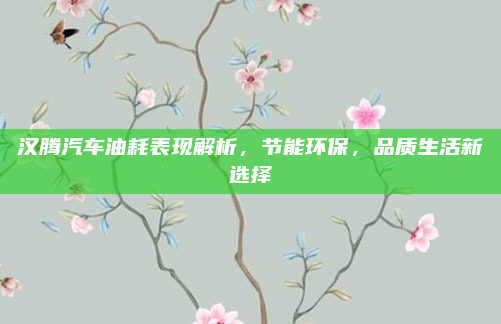 汉腾汽车油耗表现解析，节能环保，品质生活新选择