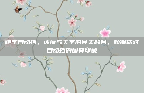 跑车自动挡,速度与美学的完美融合,颠覆你对自动挡的固有印象