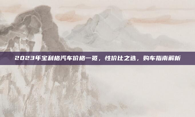 2023年宝利格汽车价格一览,性价比之选,购车指南解析
