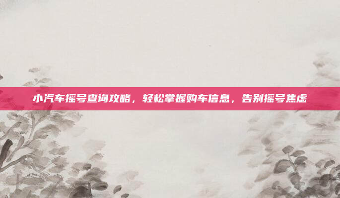 小汽车摇号查询攻略,轻松掌握购车信息,告别摇号焦虑