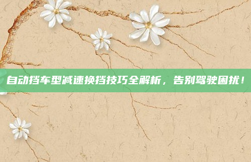自动挡车型减速换挡技巧全解析,告别驾驶困扰!