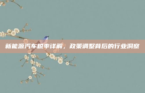 新能源汽车税率详解,政策调整背后的行业洞察