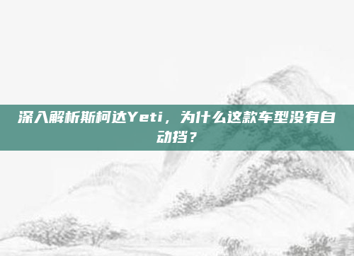 深入解析斯柯达Yeti，为什么这款车型没有自动挡？