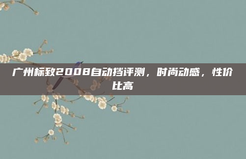 广州标致2008自动挡评测，时尚动感，性价比高