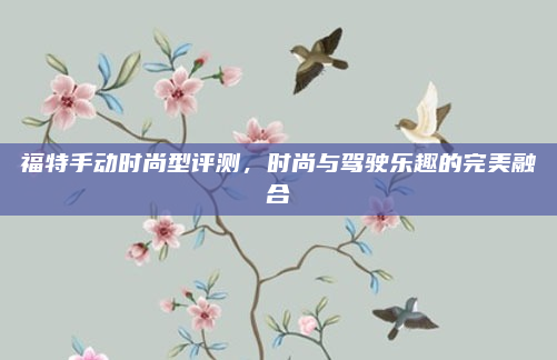 福特手动时尚型评测，时尚与驾驶乐趣的完美融合