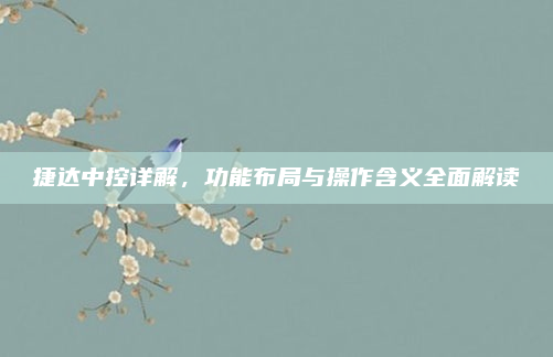 捷达中控详解，功能布局与操作含义全面解读