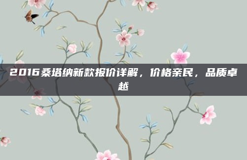 2016桑塔纳新款报价详解，价格亲民，品质卓越