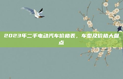 2023年二手电动汽车价格表，车型及价格大盘点