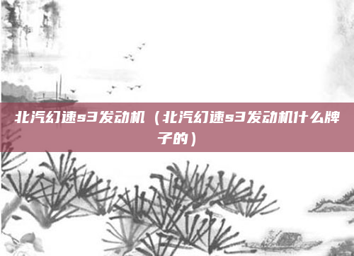 北汽幻速s3发动机(北汽幻速s3发动机什么牌子的)