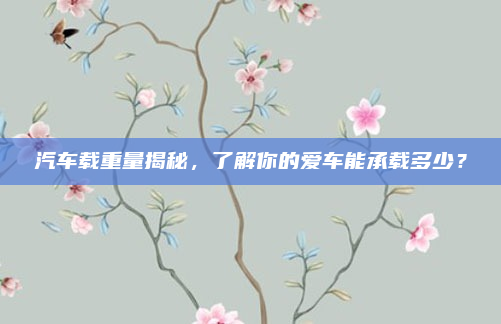 汽车载重量揭秘，了解你的爱车能承载多少？