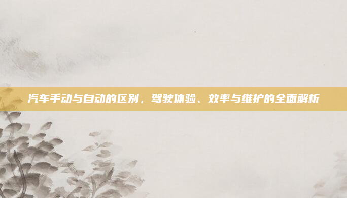 汽车手动与自动的区别，驾驶体验、效率与维护的全面解析