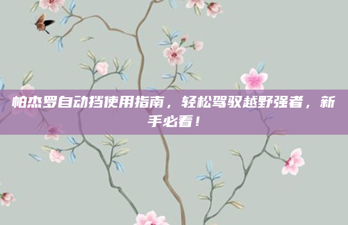 帕杰罗自动挡使用指南，轻松驾驭越野强者，新手必看！