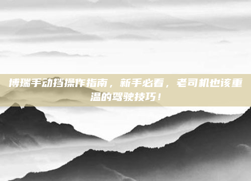 博瑞手动挡操作指南,新手必看,老司机也该重温的驾驶技巧!