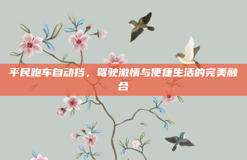 平民跑车自动挡,驾驶激情与便捷生活的完美融合
