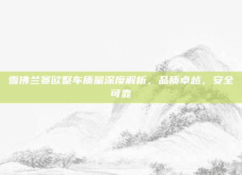 雪佛兰赛欧整车质量深度解析,品质卓越,安全可靠