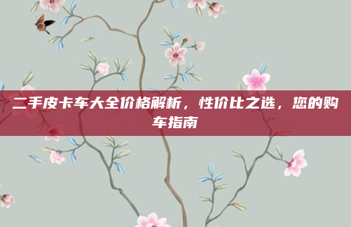 二手皮卡车大全价格解析，性价比之选，您的购车指南