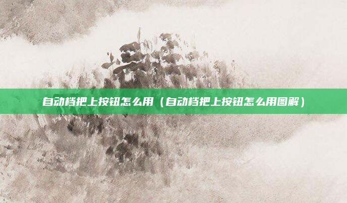 自动档把上按钮怎么用（自动档把上按钮怎么用图解）