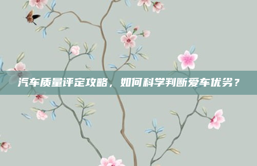 汽车质量评定攻略，如何科学判断爱车优劣？