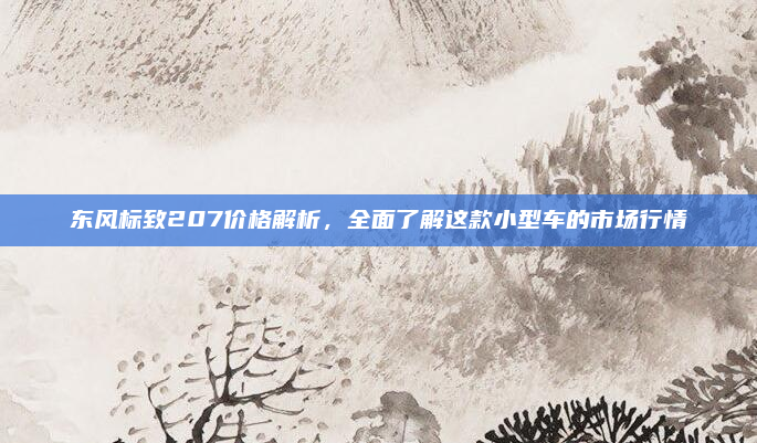 东风标致207价格解析，全面了解这款小型车的市场行情