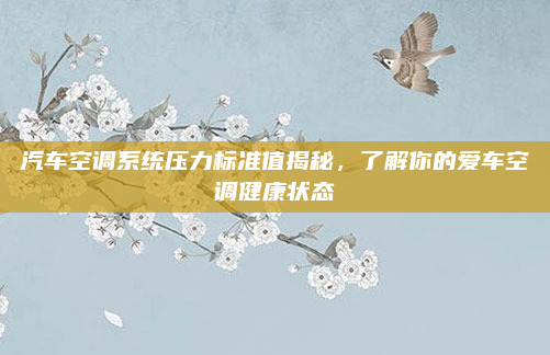 汽车空调系统压力标准值揭秘，了解你的爱车空调健康状态