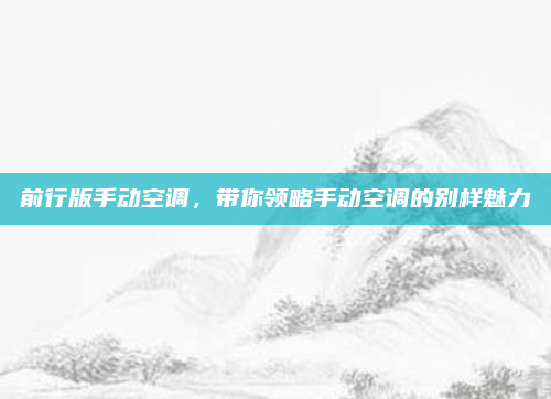 前行版手动空调，带你领略手动空调的别样魅力